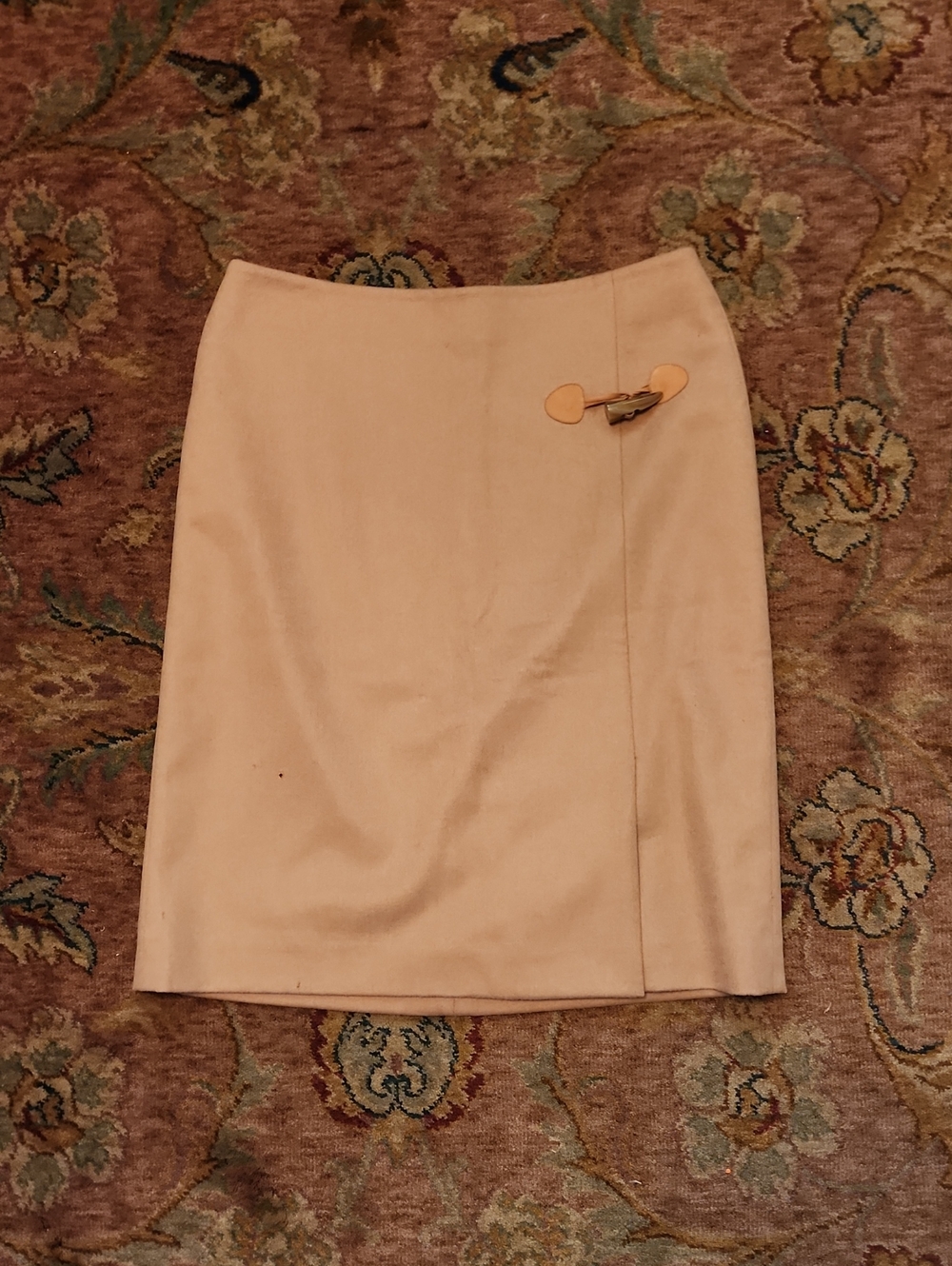 Brooks Brothers Women's Camel Hair Wool Mini Skirt Size 6 Tan Toggle Detail